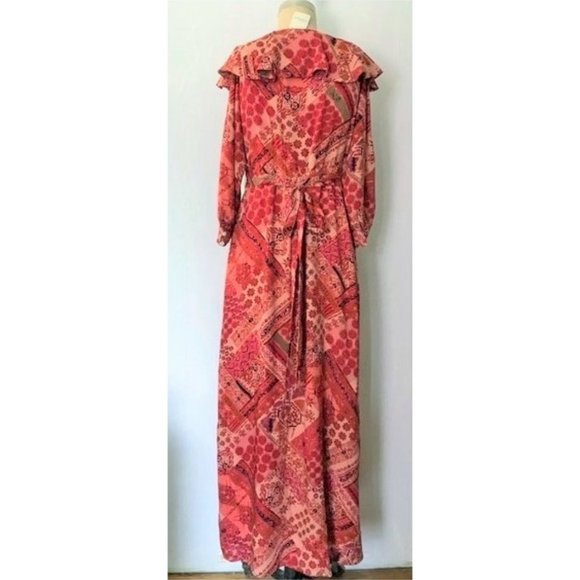 FREE PEOPLE LENNON MAXI DRESS PRIMROSE COMBO CORAL PINK M NWT - Picture 5 of 13